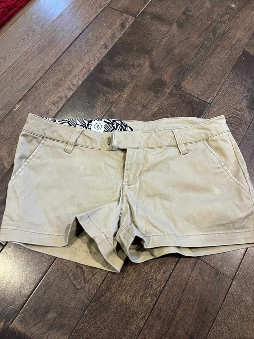 Volcom Woman’s Tan Flat-Front Shorts